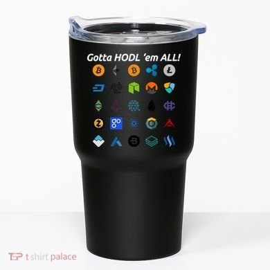 Bitcoin Litecoin Gotta Hodl Em All Cryptocurrency Logos Tumbler