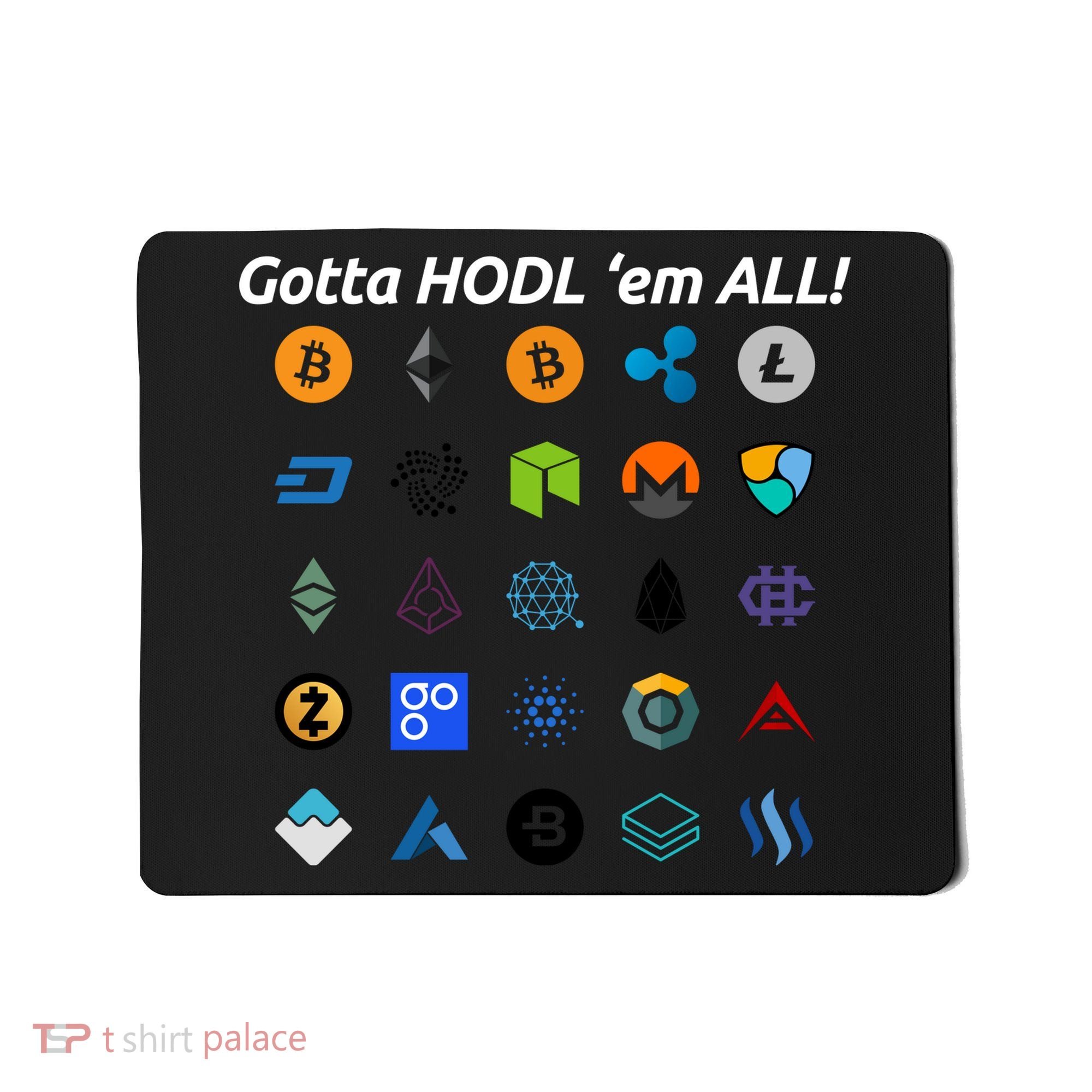 Bitcoin Litecoin Gotta Hodl Em All Cryptocurrency Logos Mousepad