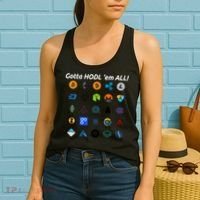 Bitcoin Litecoin Gotta Hodl Em All Cryptocurrency Logos Women's Tank Top thumb 2