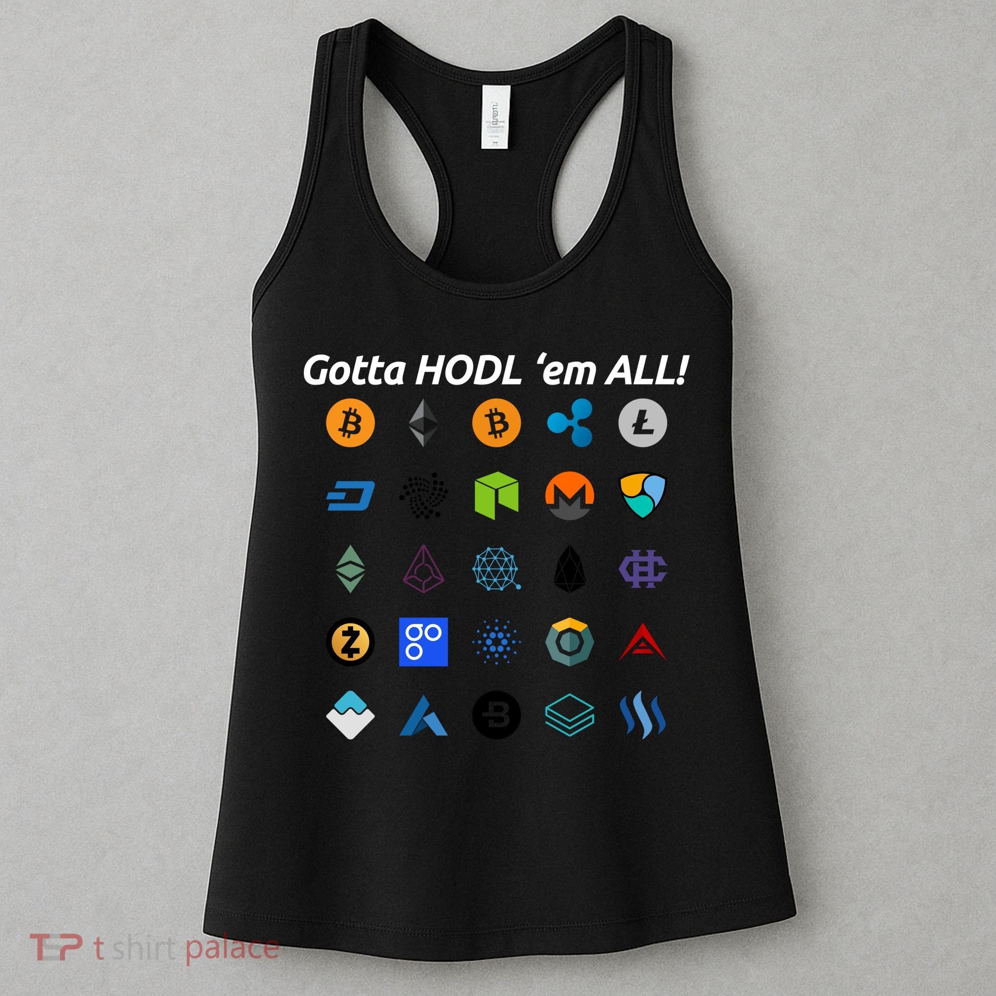 Bitcoin Litecoin Gotta Hodl Em All Cryptocurrency Logos Women's Tank Top
