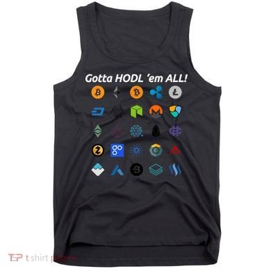 Bitcoin Litecoin Gotta Hodl Em All Cryptocurrency Logos Tank Top