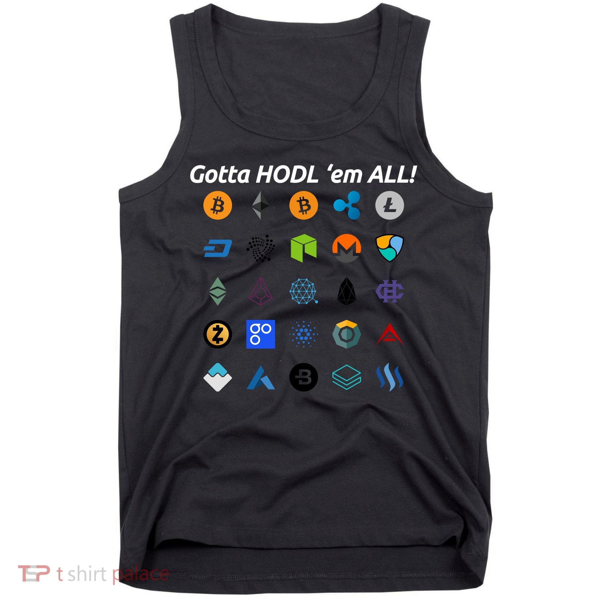 Bitcoin Litecoin Gotta Hodl Em All Cryptocurrency Logos Tank Top