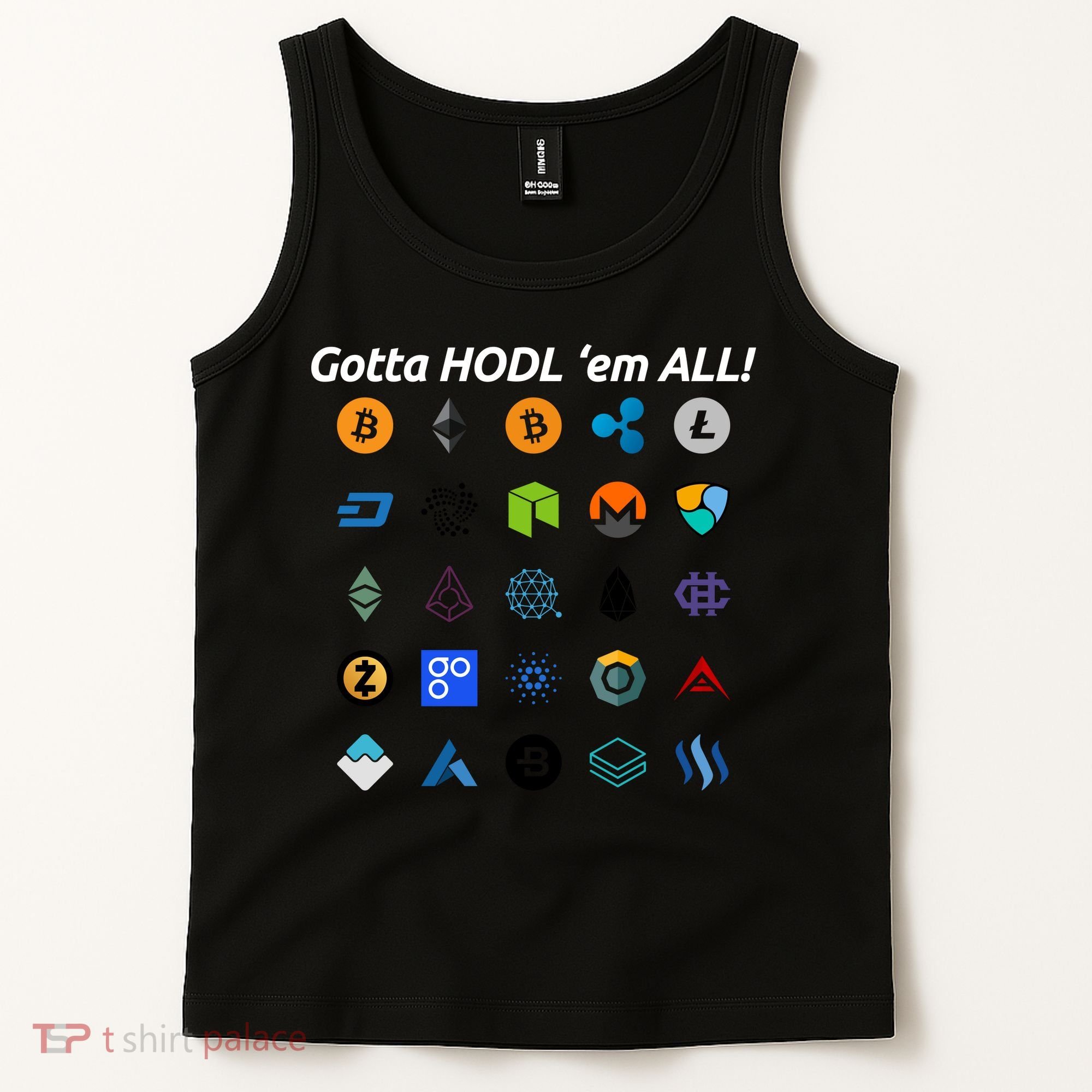 Bitcoin Litecoin Gotta Hodl Em All Cryptocurrency Logos Tank Top
