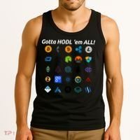 Bitcoin Litecoin Gotta Hodl Em All Cryptocurrency Logos Tank Top thumb 3
