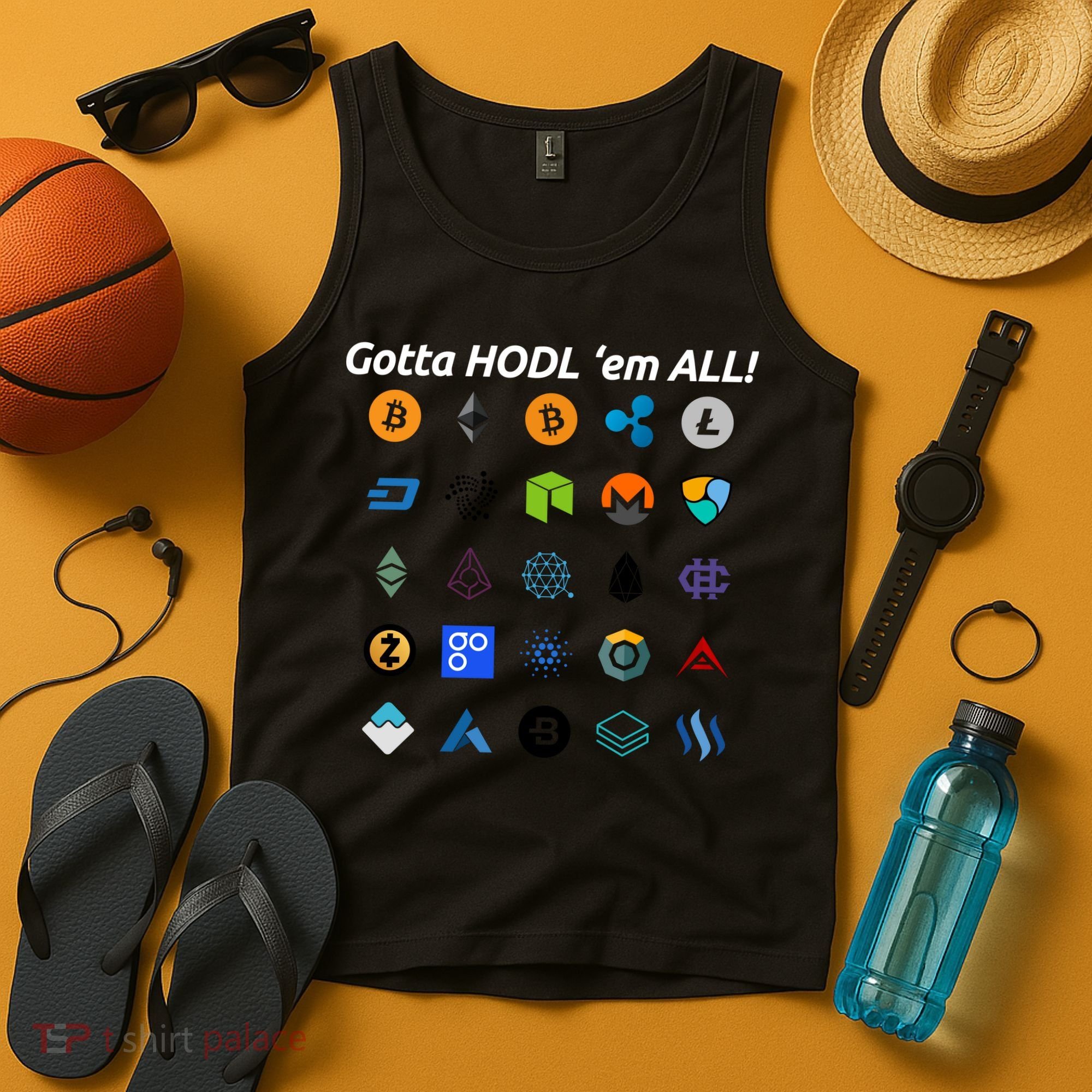 Bitcoin Litecoin Gotta Hodl Em All Cryptocurrency Logos Tank Top