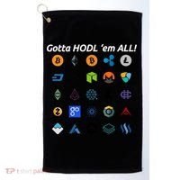 Bitcoin Litecoin Gotta Hodl Em All Cryptocurrency Logos Golf Towel thumb 0