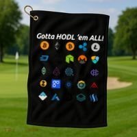Bitcoin Litecoin Gotta Hodl Em All Cryptocurrency Logos Golf Towel thumb 1
