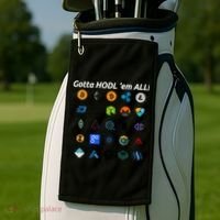 Bitcoin Litecoin Gotta Hodl Em All Cryptocurrency Logos Golf Towel thumb 2