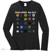Bitcoin Litecoin Gotta Hodl Em All Cryptocurrency Logos Women's Long Sleeve Shirt thumb 0