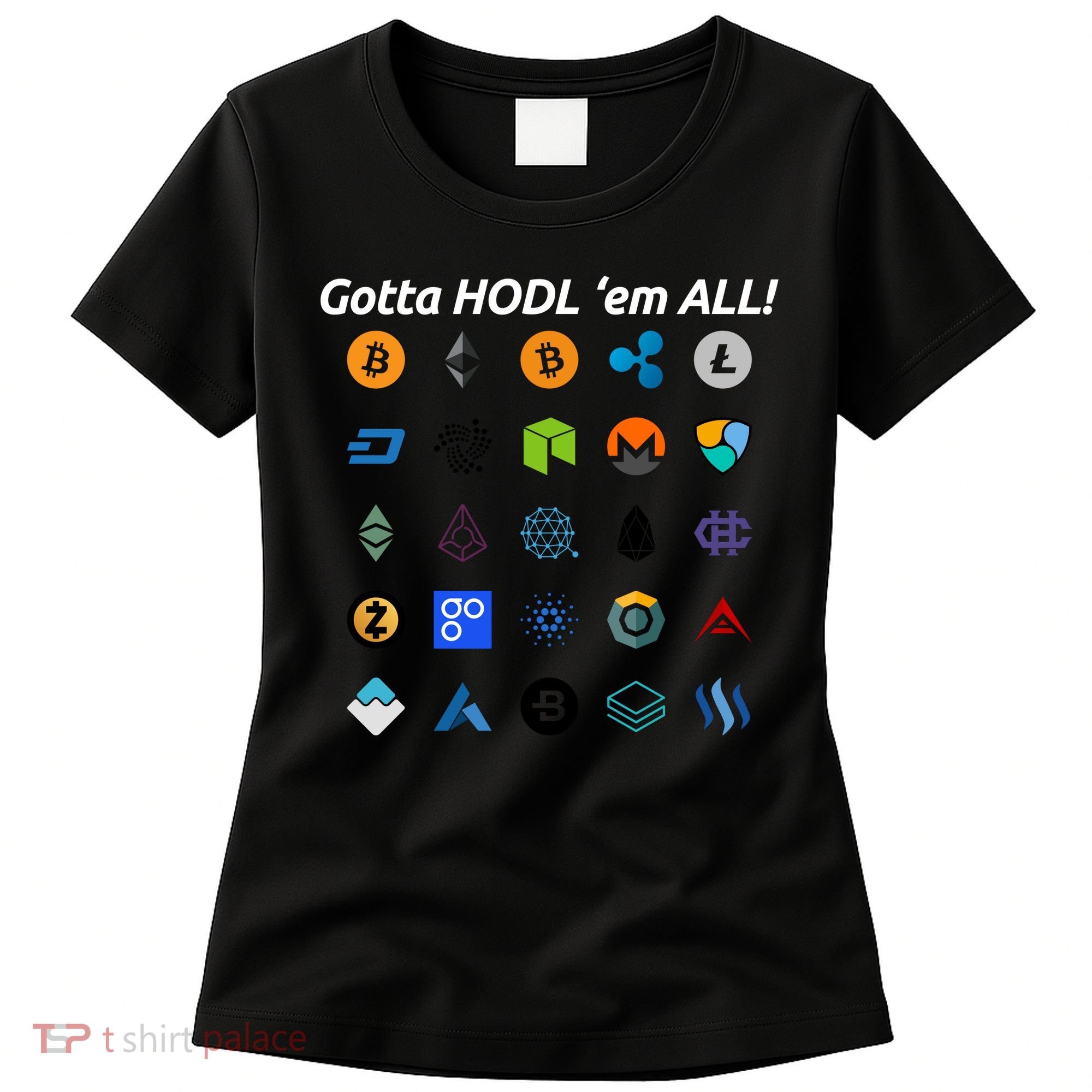 Bitcoin Litecoin Gotta Hodl Em All Cryptocurrency Logos Women's T-Shirt