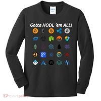 Bitcoin Litecoin Gotta Hodl Em All Cryptocurrency Logos Kids Long Sleeve Shirt thumb 0