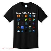 Bitcoin Litecoin Gotta Hodl Em All Cryptocurrency Logos Kids T-Shirt thumb 0