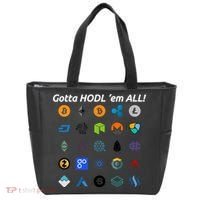 Bitcoin Litecoin Gotta Hodl Em All Cryptocurrency Logos Tote Bag thumb 0