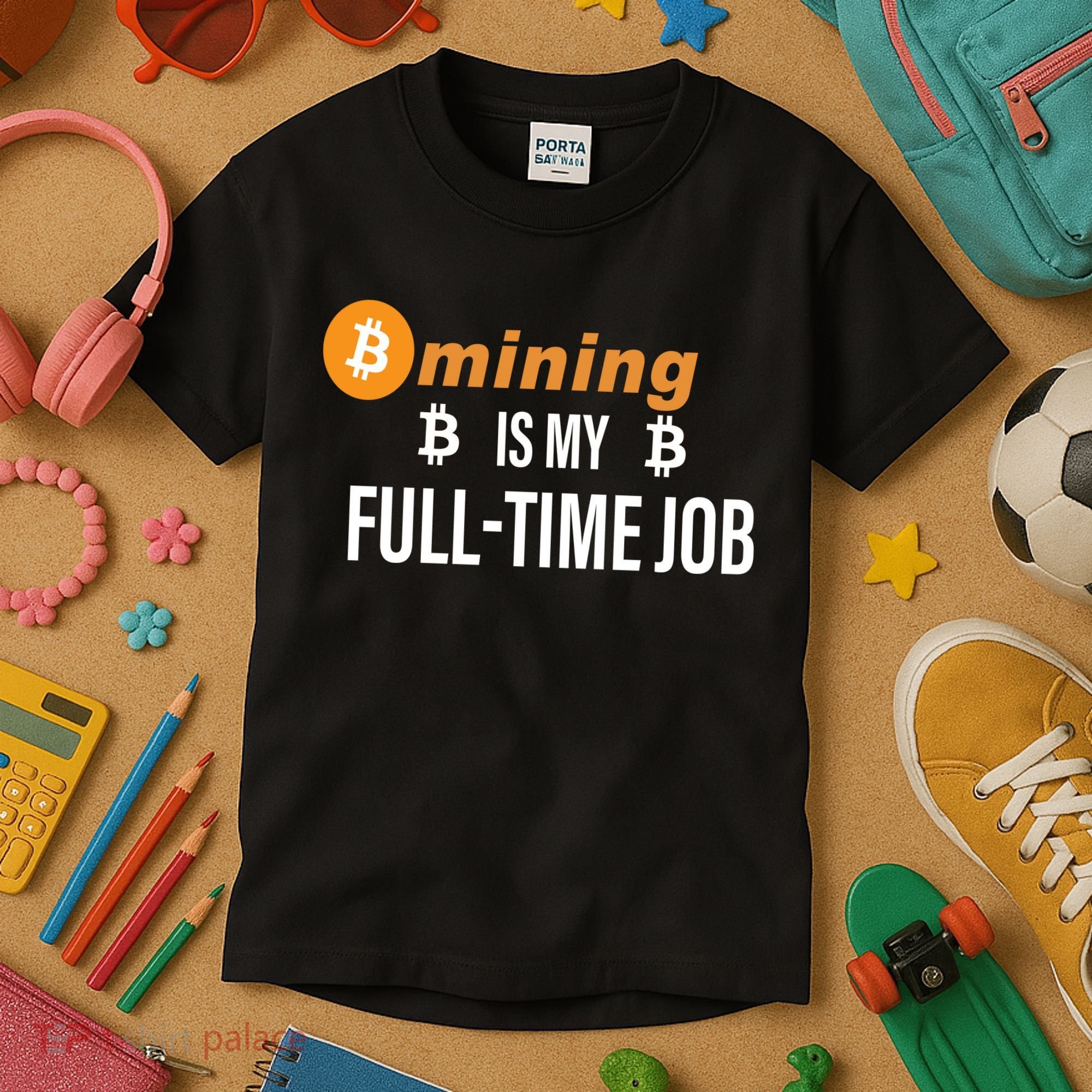 Bitcoin Mining Is My Full Time Job Kids T-Shirt