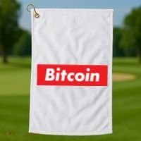 Bitcoin Red Box Logo Golf Towel thumb 1