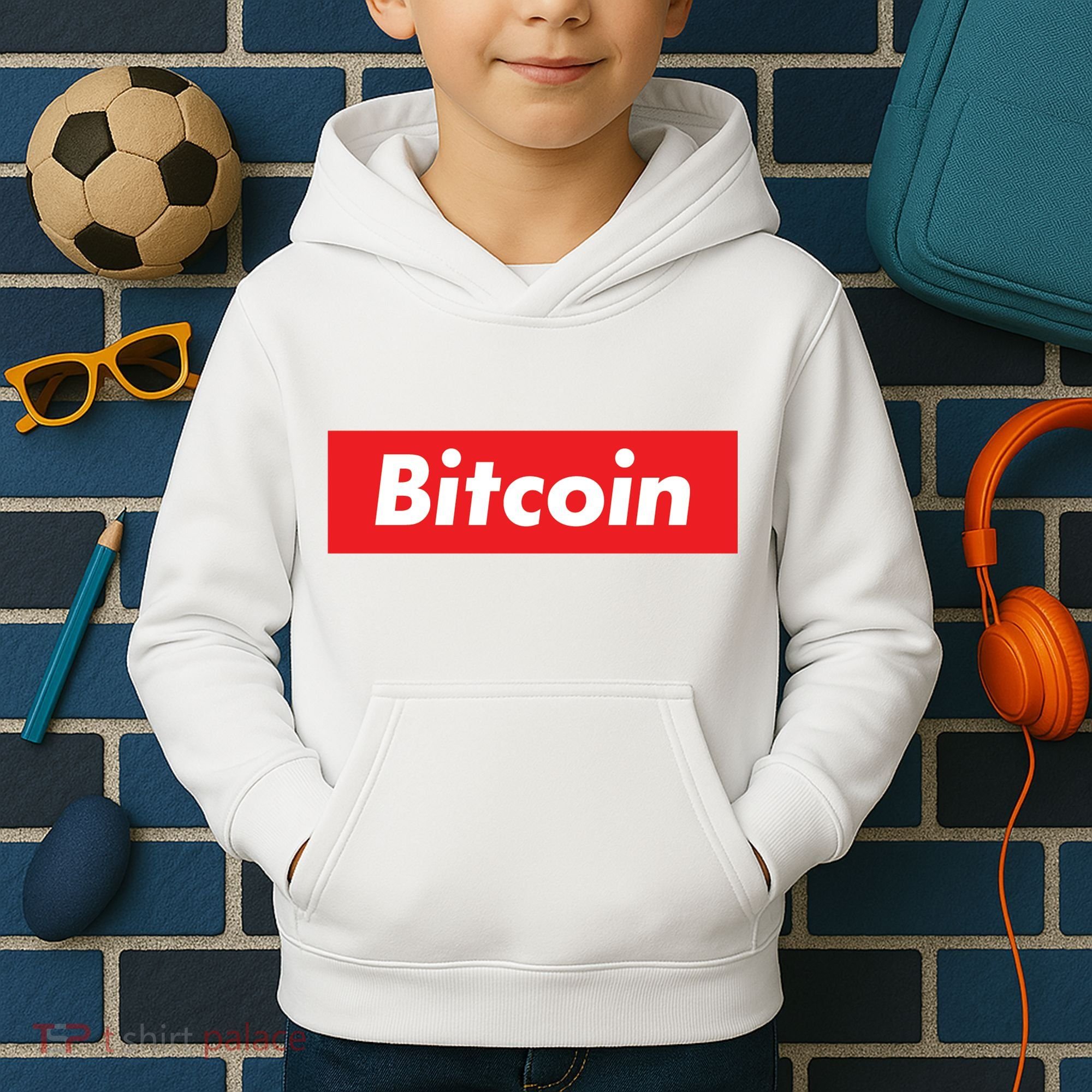 Bitcoin Red Box Logo Kids Hoodie