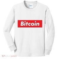 Bitcoin Red Box Logo Kids Long Sleeve Shirt thumb 0