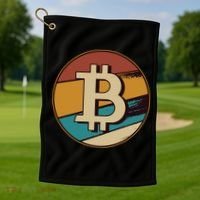 Bitcoin Retro Logo Golf Towel thumb 1