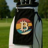 Bitcoin Retro Logo Golf Towel thumb 2
