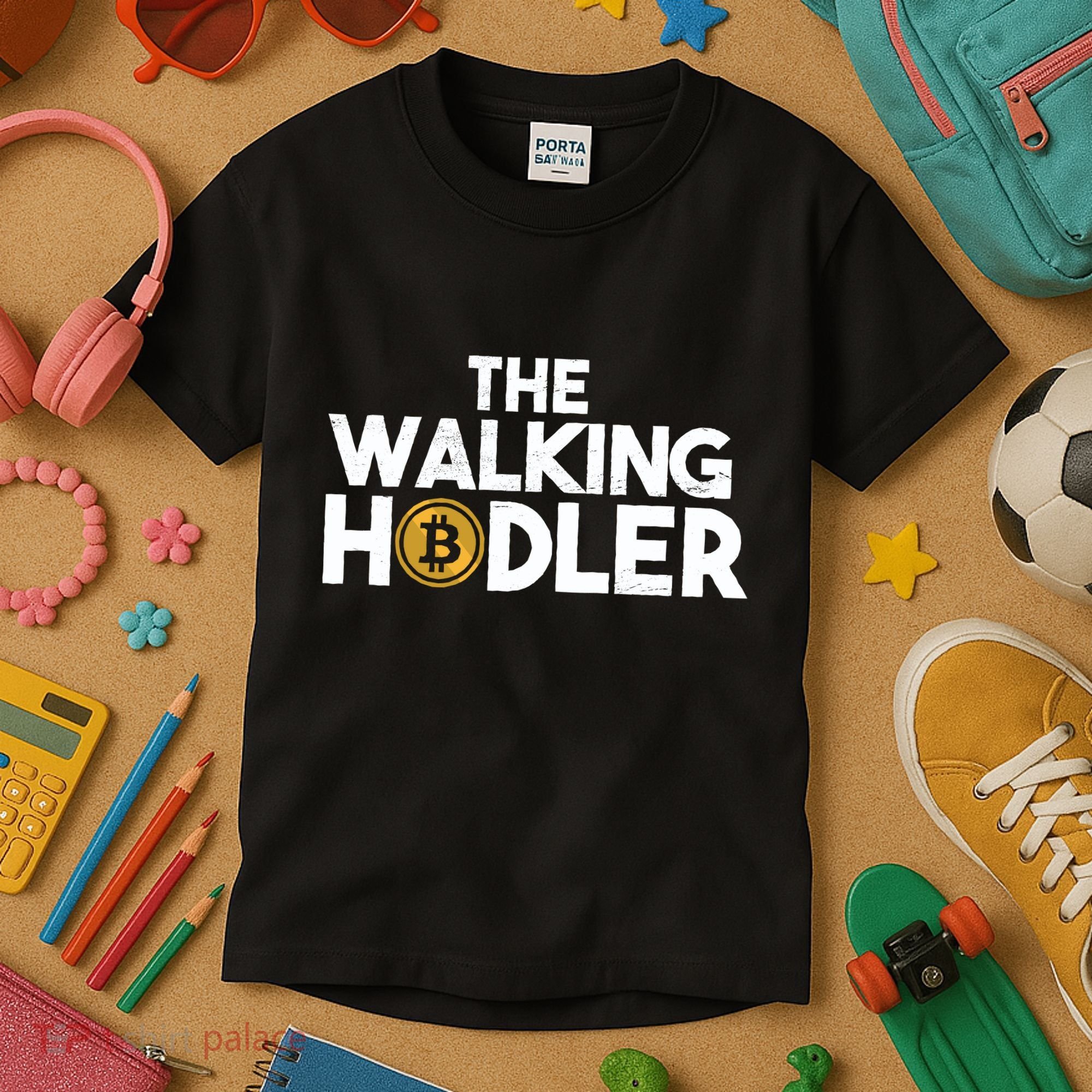 Bitcoin The Walking Holder Kids T-Shirt