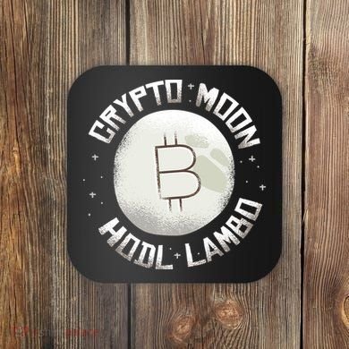Bitcoin to the Moon Hodl Lambo Crypto Currency Coaster