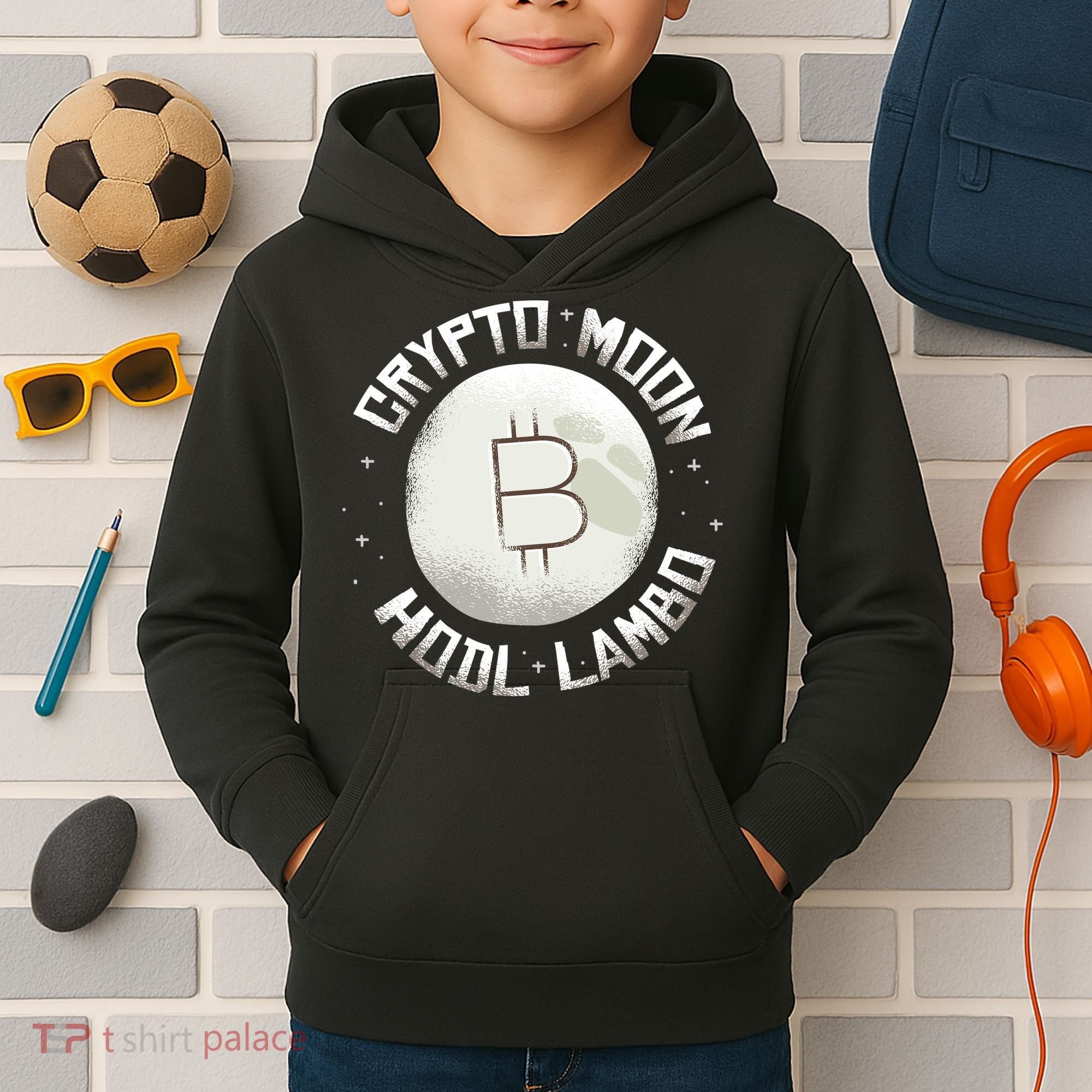 Bitcoin to the Moon Hodl Lambo Crypto Currency Kids Hoodie