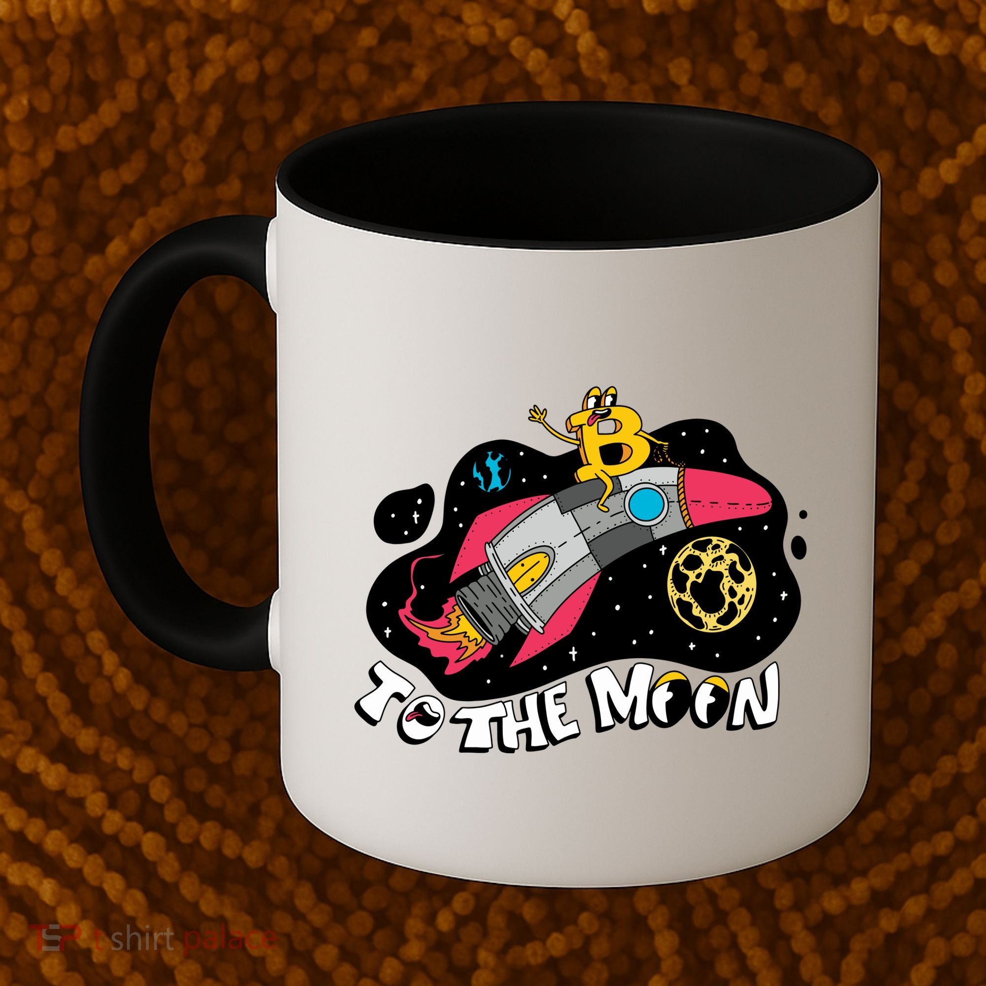 Bitcoin To The Moon Rocket Coffee Mug