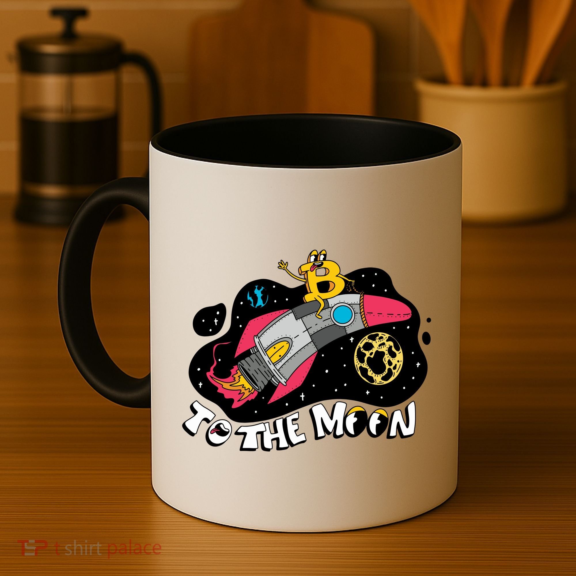 Bitcoin To The Moon Rocket Coffee Mug