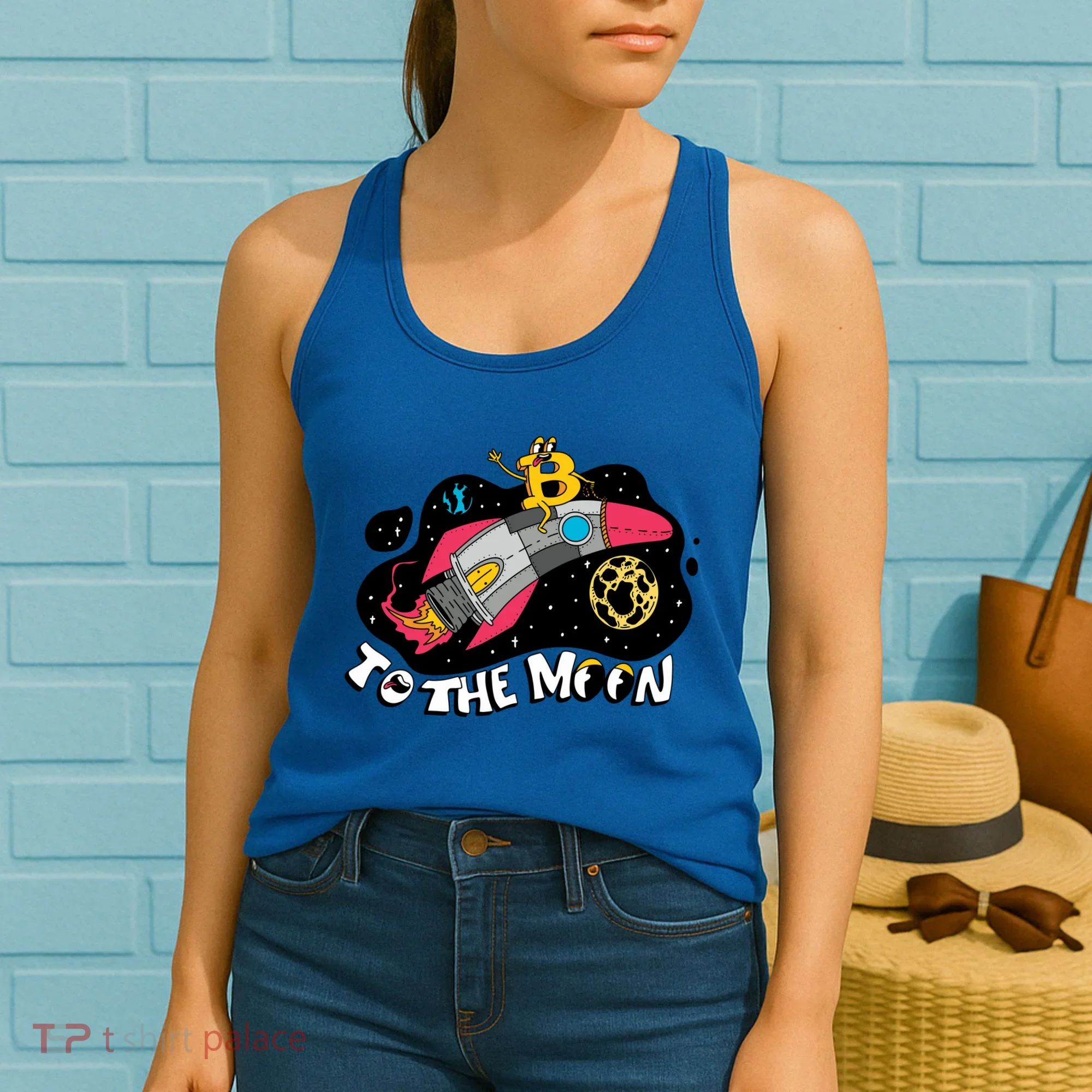 Bitcoin To The Moon Rocket Women's Tank Top