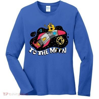 Bitcoin To The Moon Rocket Women's Long Sleeve Shirt