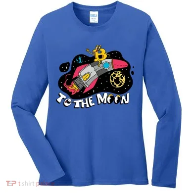 Bitcoin To The Moon Rocket Women's Long Sleeve Shirt