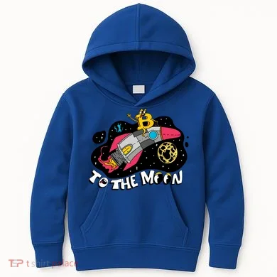 Bitcoin To The Moon Rocket Kids Hoodie