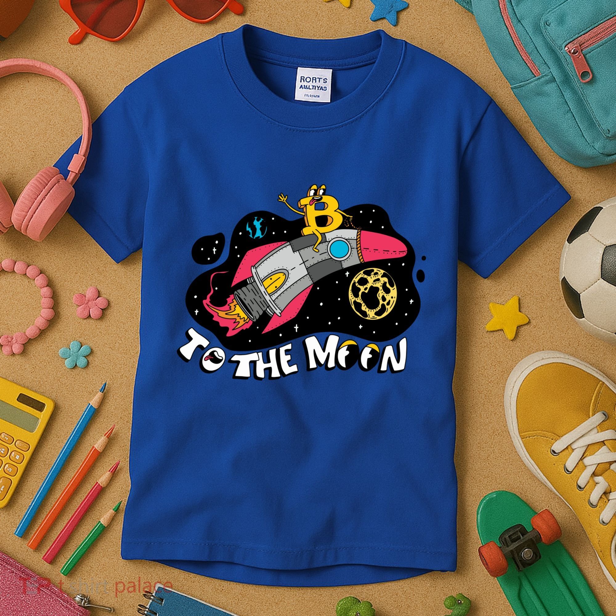 Bitcoin To The Moon Rocket Kids T-Shirt