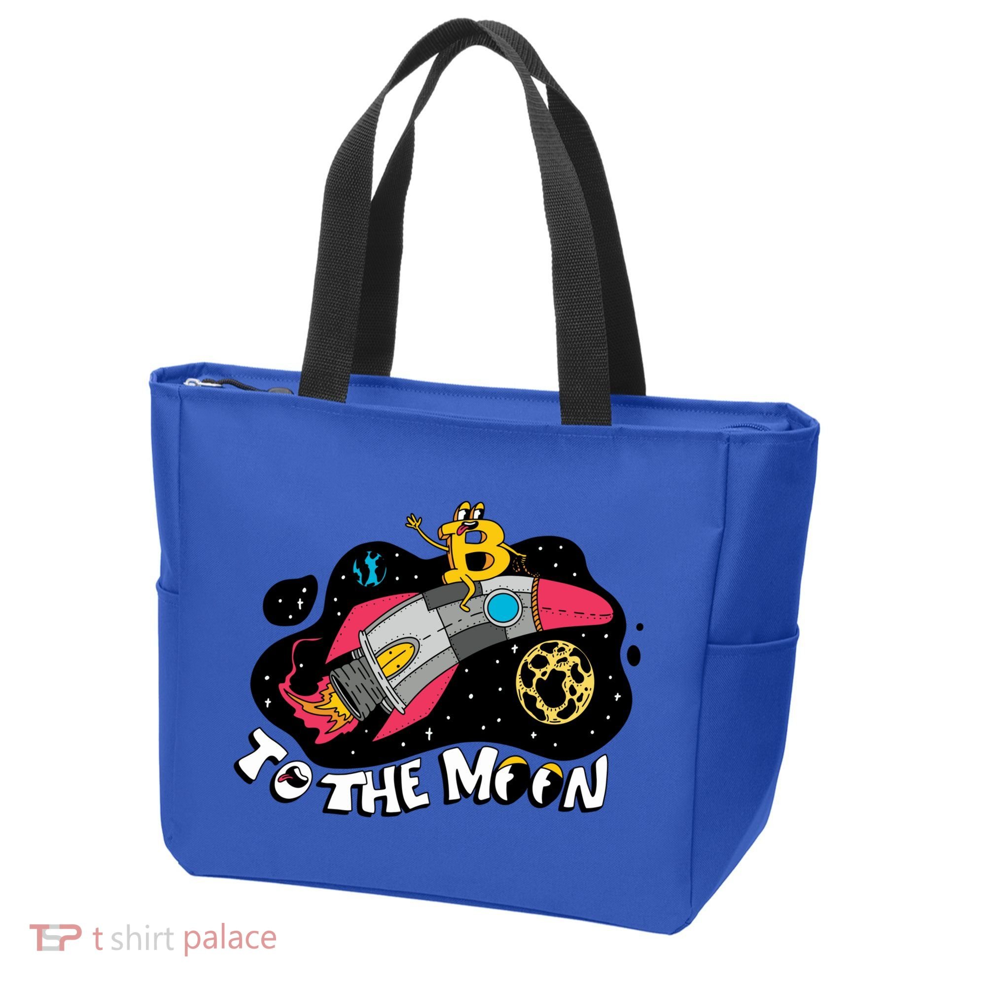 Bitcoin To The Moon Rocket Tote Bag