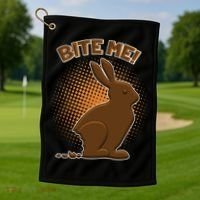 Bite Me! Chocolate Easter Bunny Golf Towel thumb 1