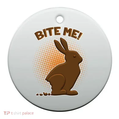 Bite Me! Chocolate Easter Bunny Ceramic Ornament