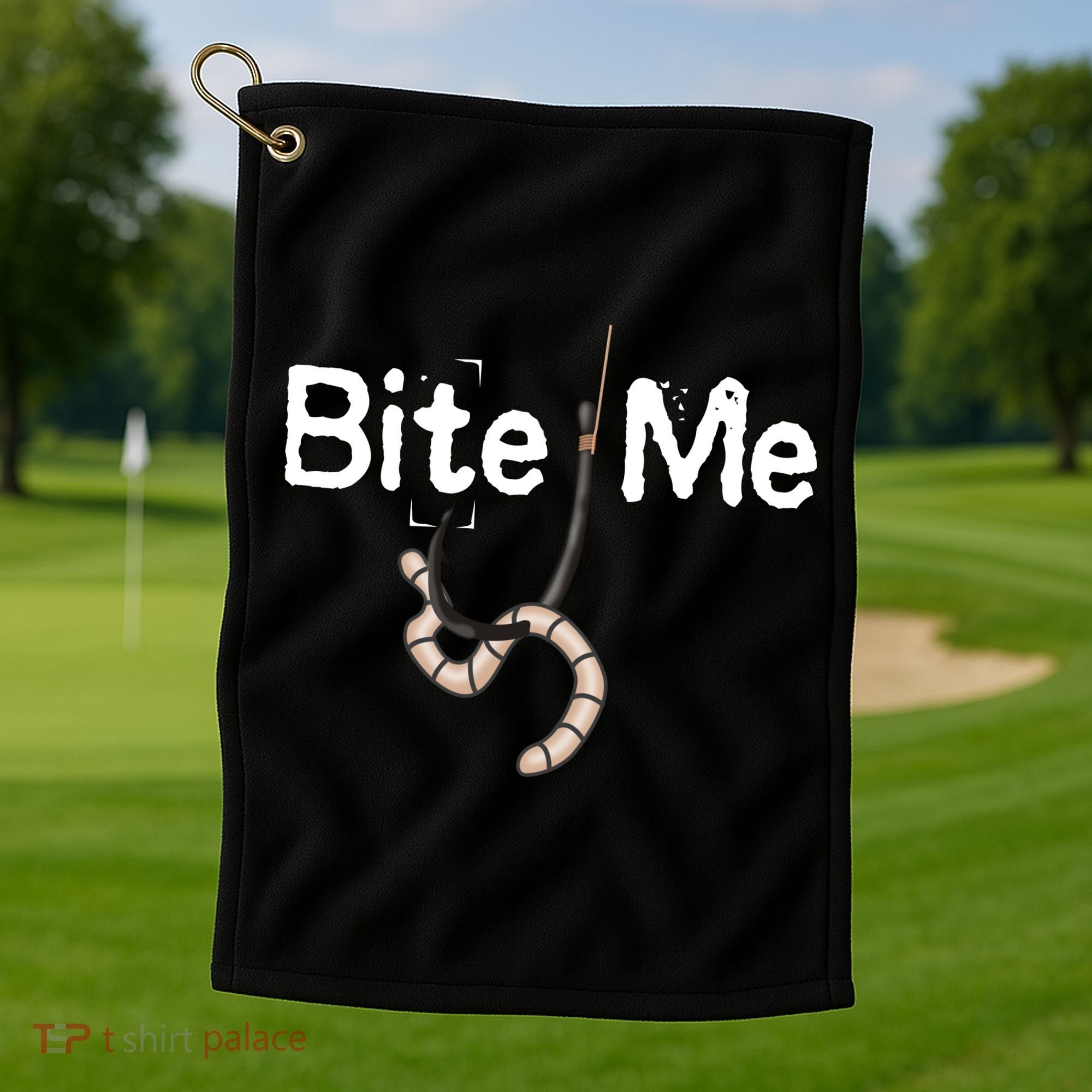 Bite Me Fish Hook Golf Towel