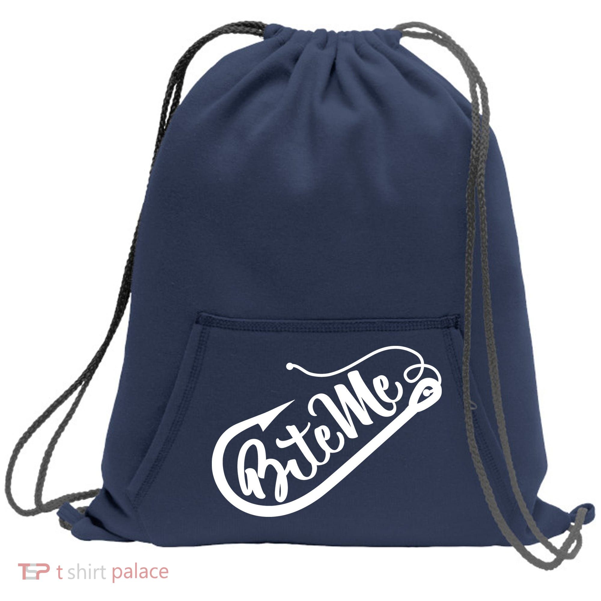 Bite Me Fish Hook Funny Fishing Sweatshirt Cinch Pack Bag