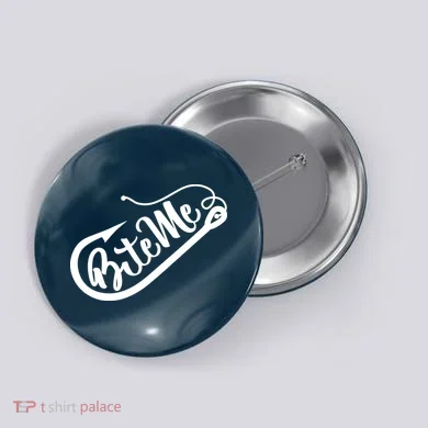 Bite Me Fish Hook Funny Fishing Button