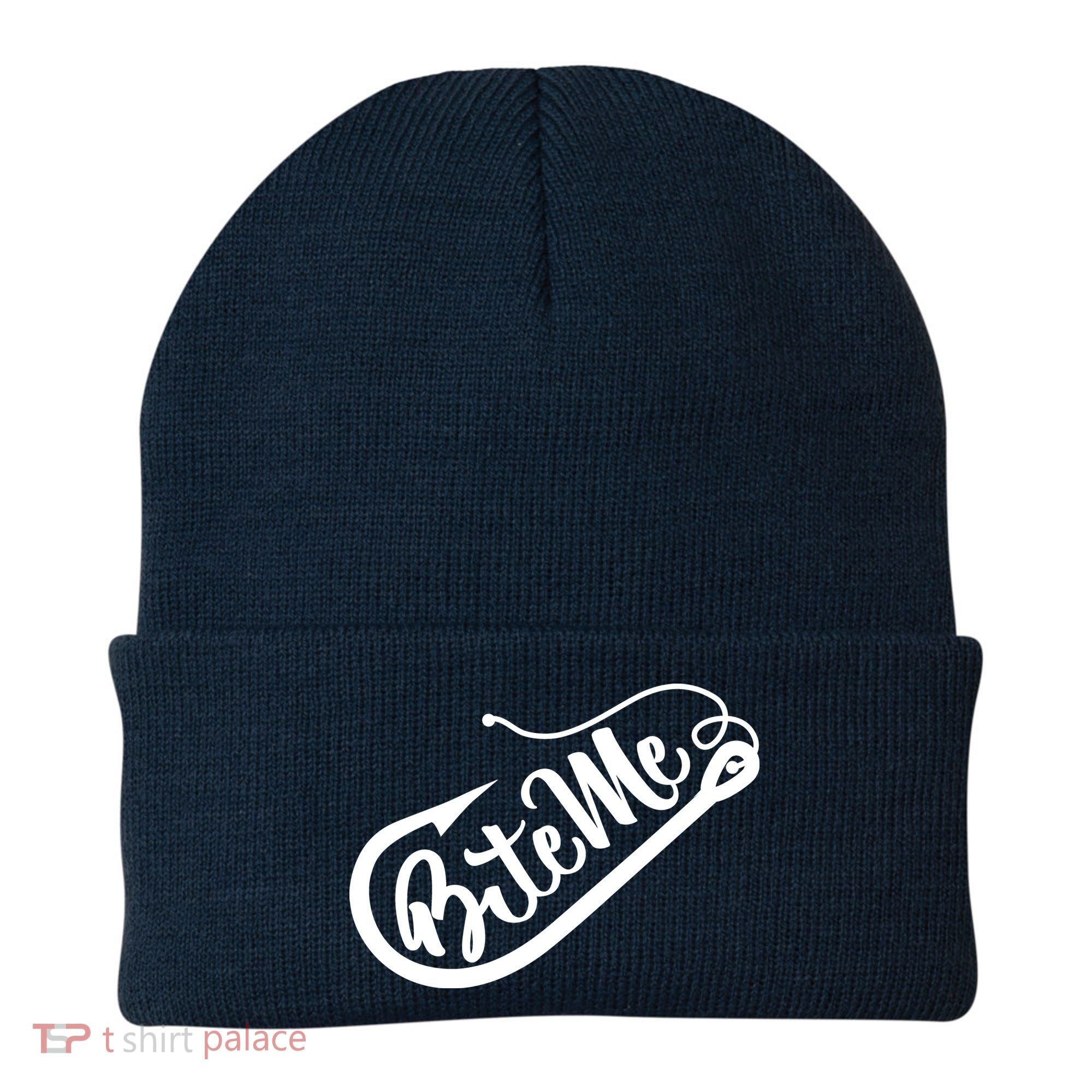 Bite Me Fish Hook Funny Fishing Beanie