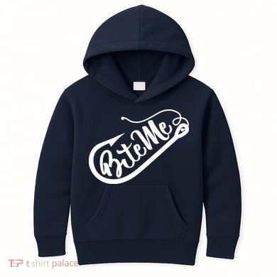Bite Me Fish Hook Funny Fishing Kids Hoodie