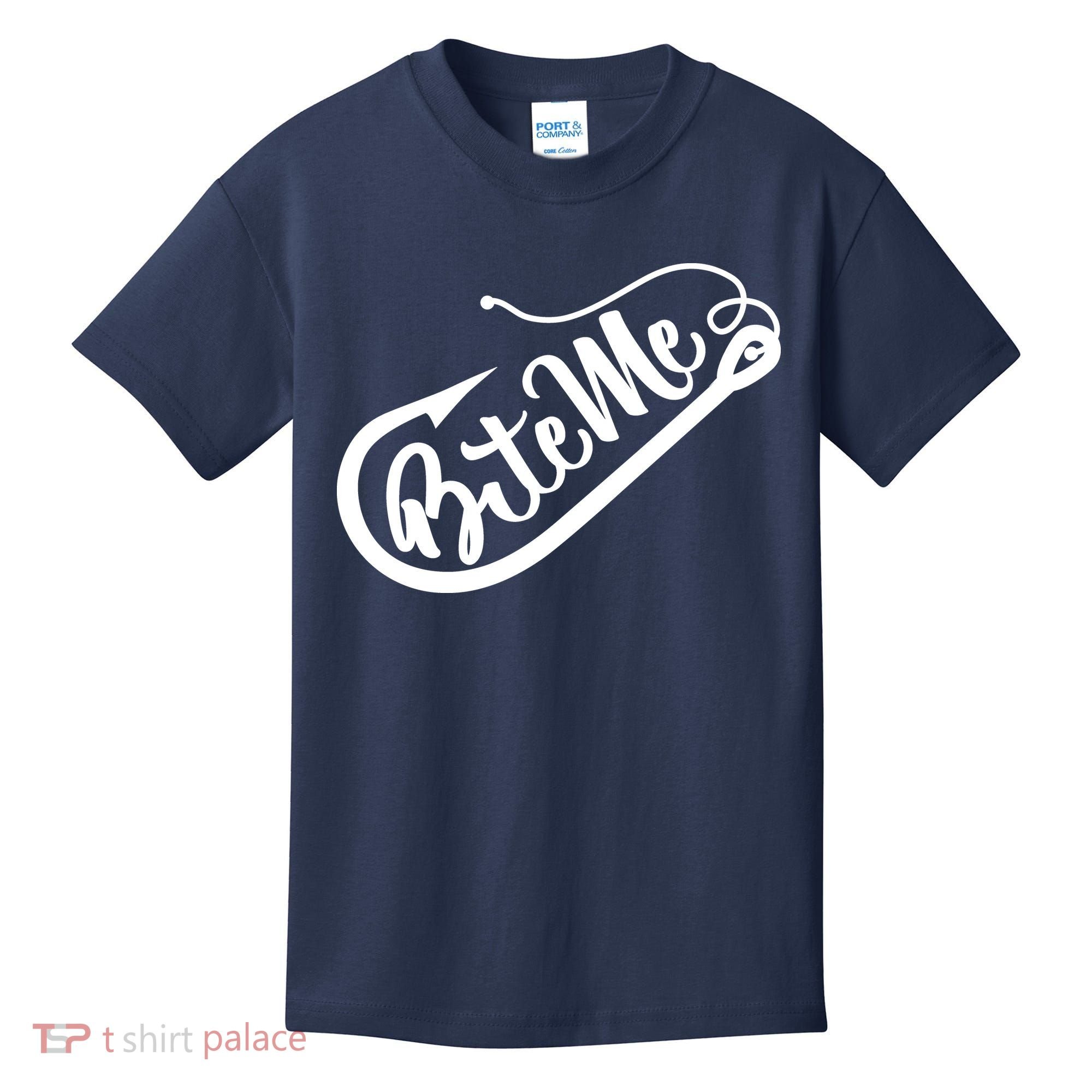 Bite Me Fish Hook Funny Fishing Kids T-Shirt
