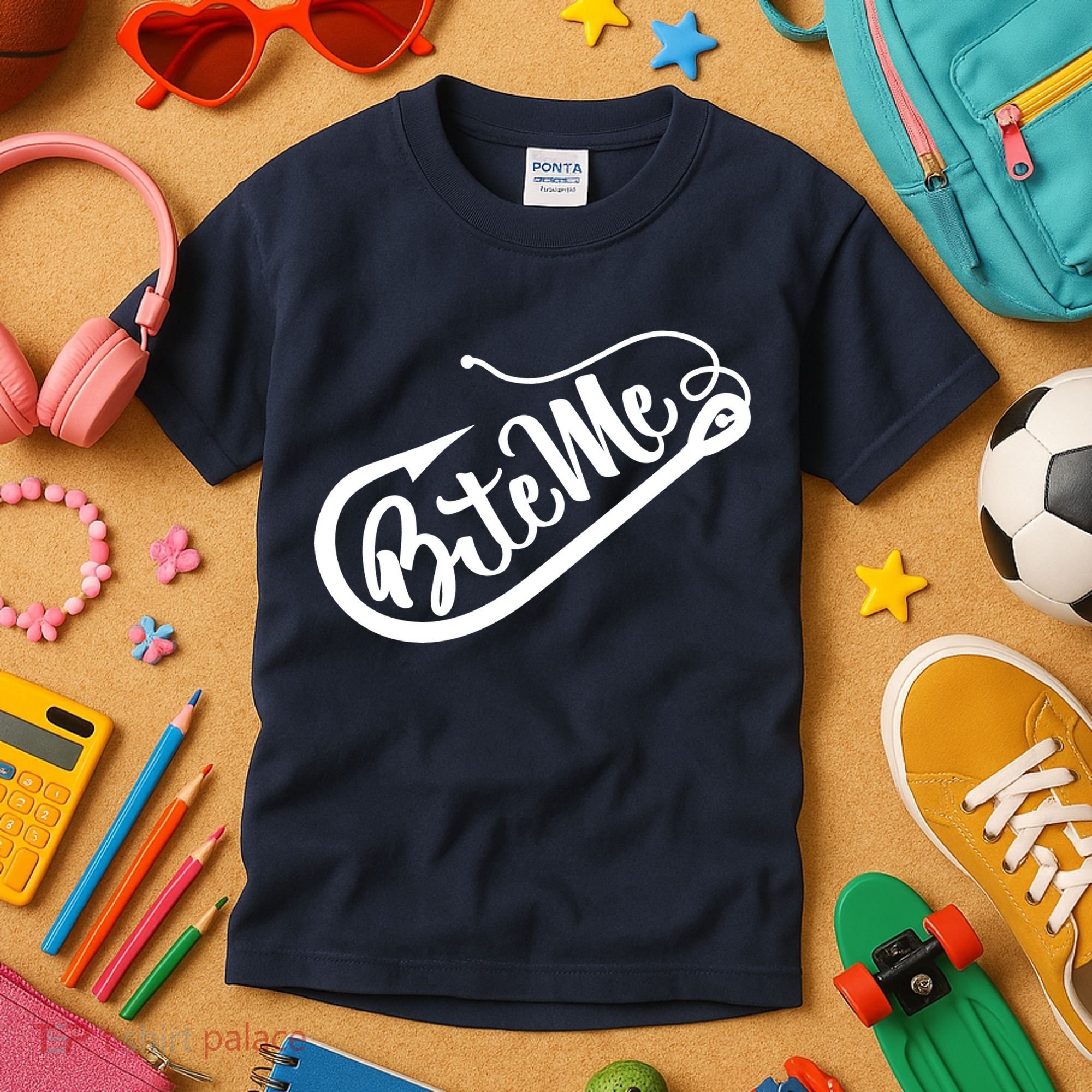 Bite Me Fish Hook Funny Fishing Kids T-Shirt