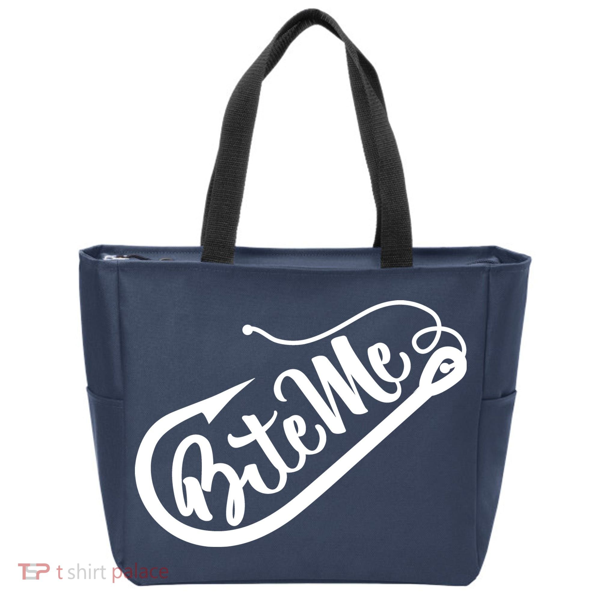 Bite Me Fish Hook Funny Fishing Tote Bag