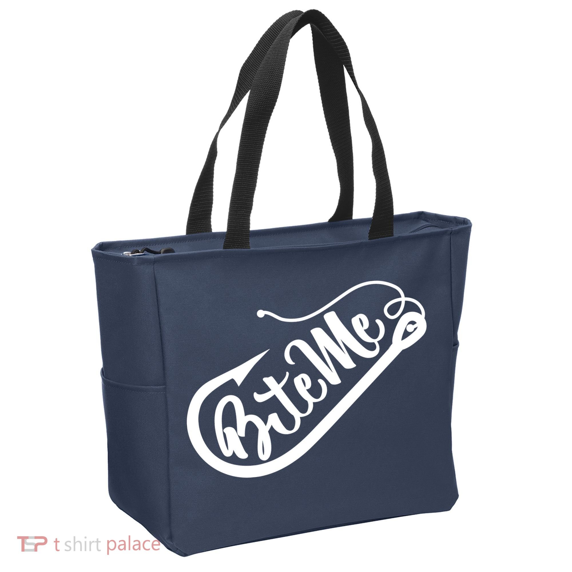 Bite Me Fish Hook Funny Fishing Tote Bag