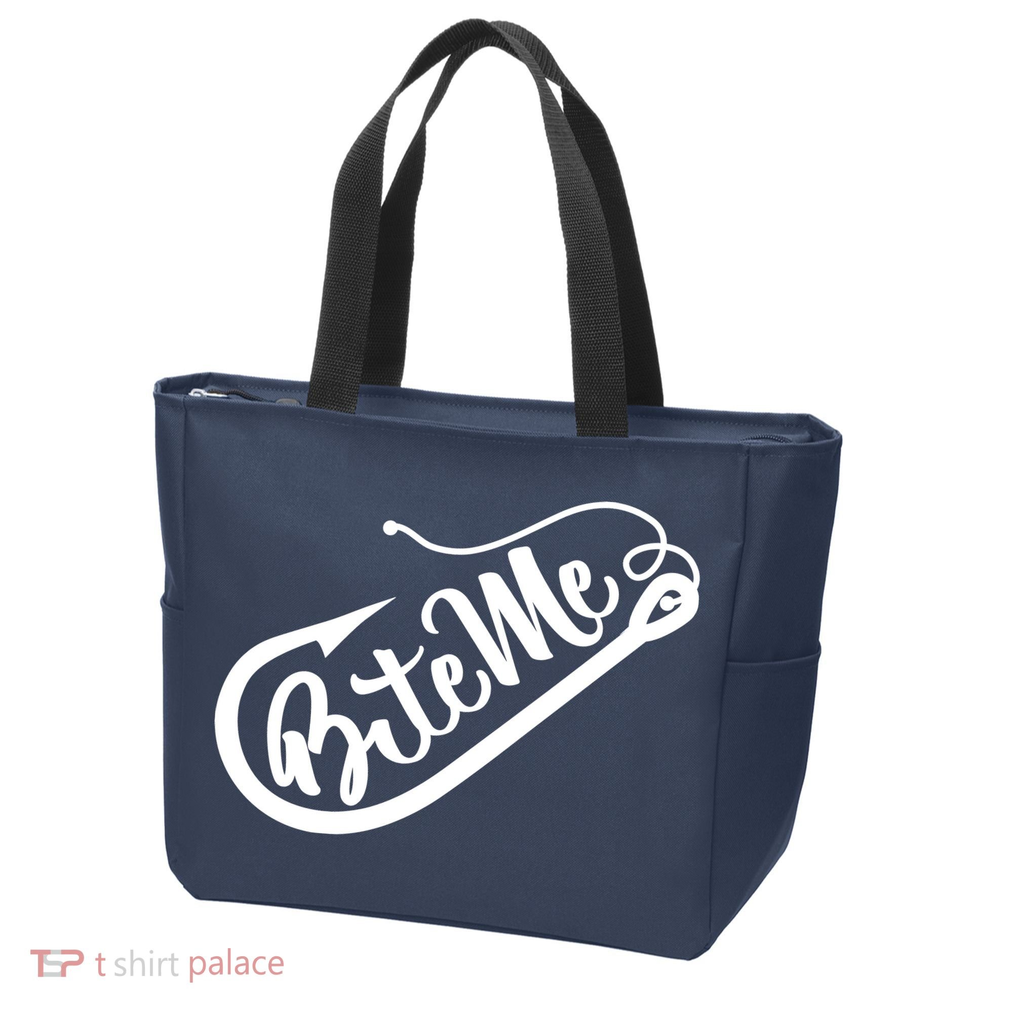 Bite Me Fish Hook Funny Fishing Tote Bag
