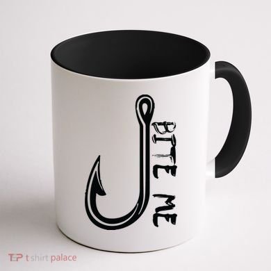 Bite Me Fishing Hook Coffee Mug back