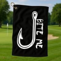 Bite Me Fishing Hook Golf Towel thumb 1