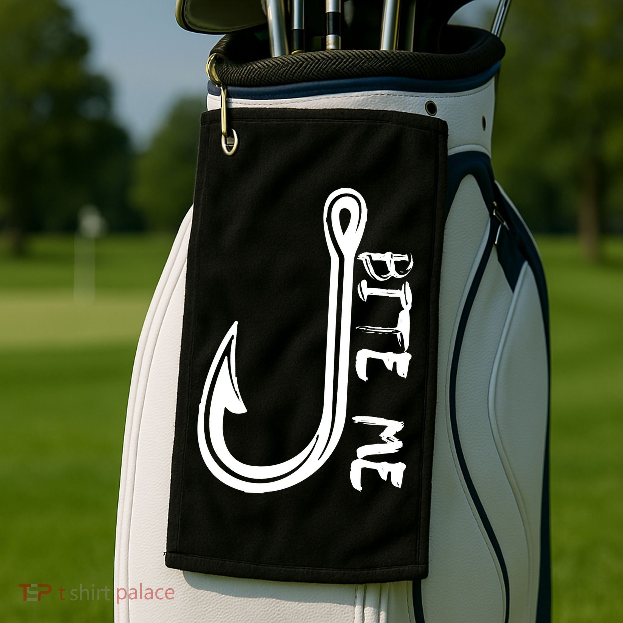 Bite Me Fishing Hook Golf Towel