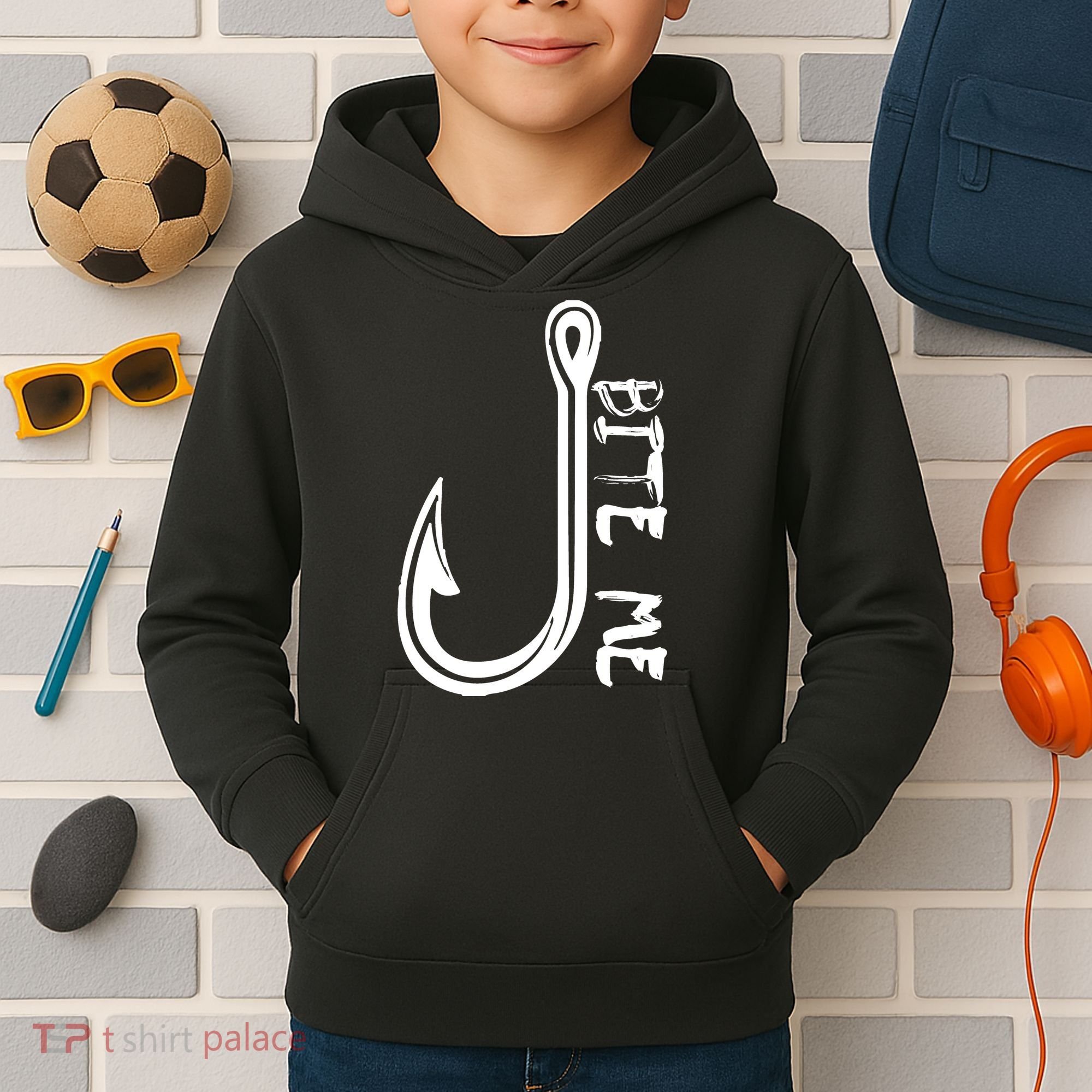 Bite Me Fishing Hook Kids Hoodie